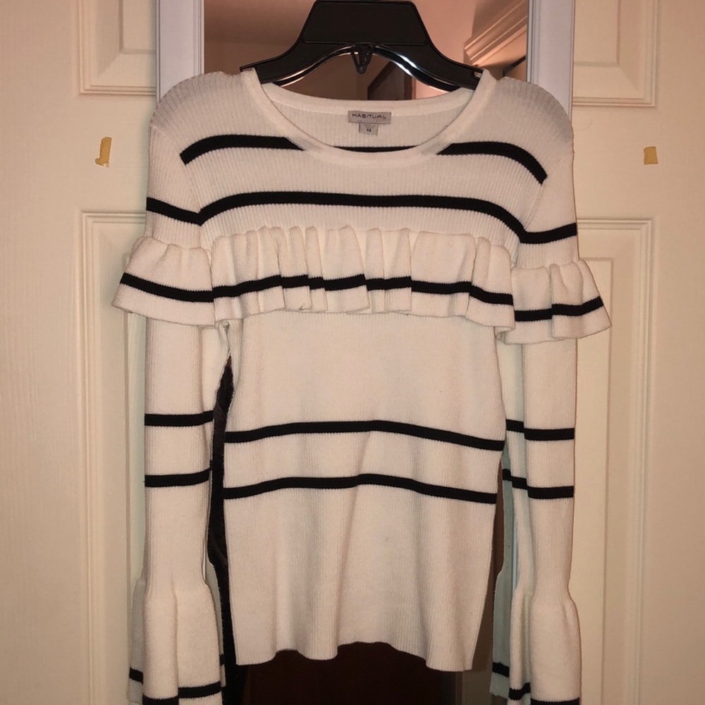 Habitual Girl long sleeve stripe white shirt 12